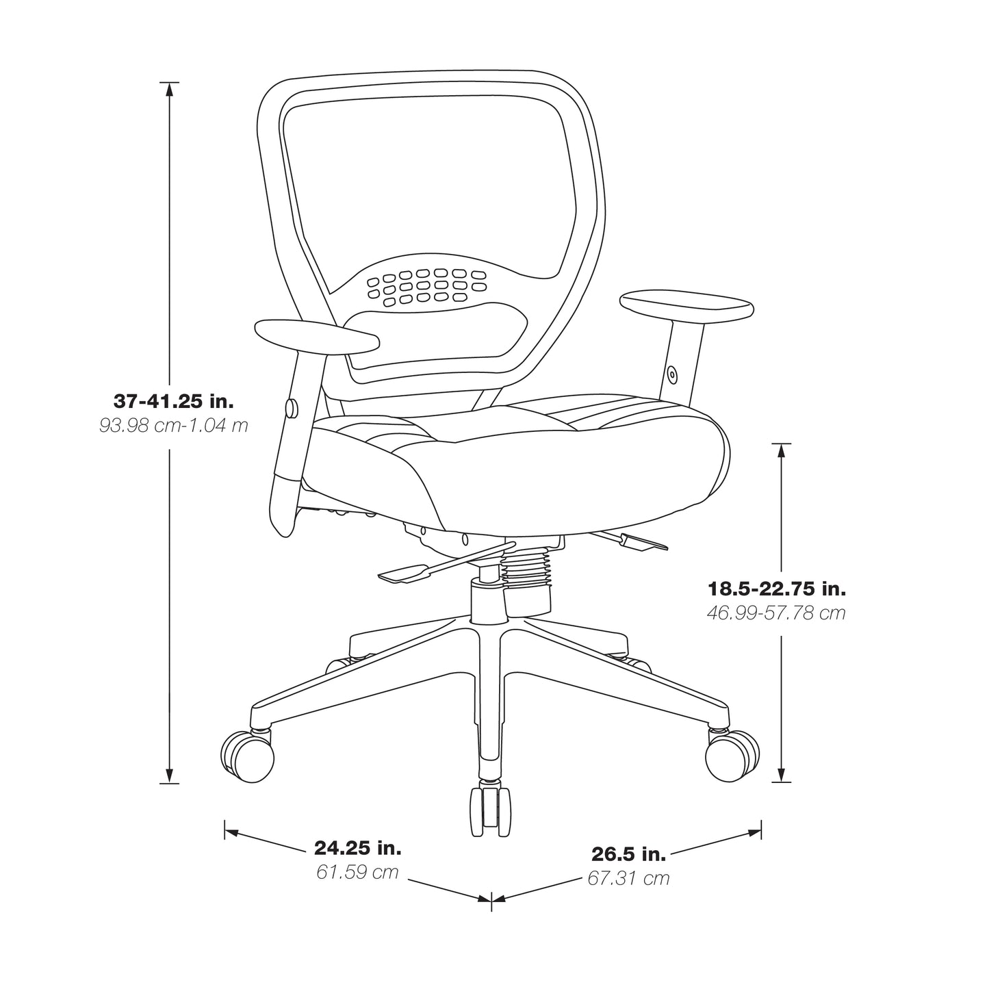 Air Grid® Back and Black Bonded Leather Seat Manager’s Chair with Adjustable
Angled Arms, Seat Slider and Angled Nylon Base
