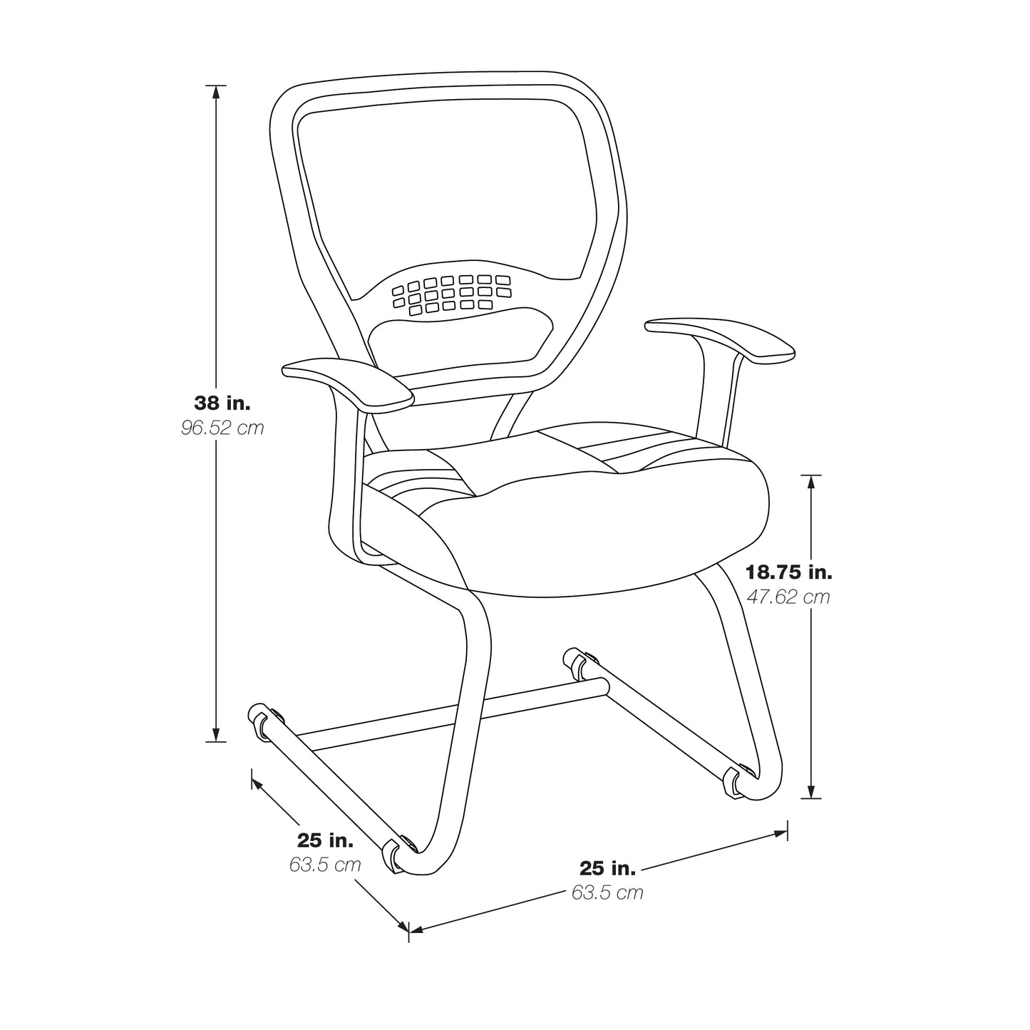 Professional Air Grid® Back Visitor’s Chair with Bonded Leather Seat, Fixed Arms
and Sled Base