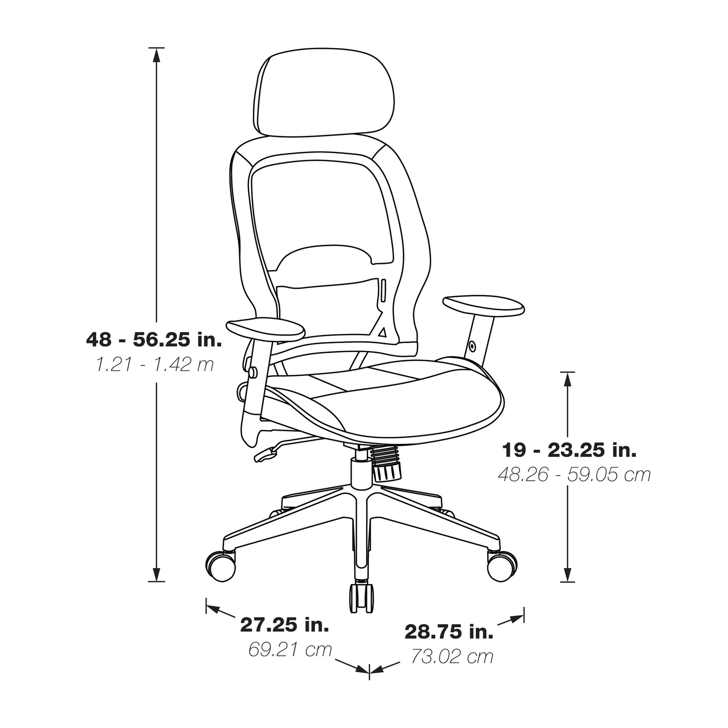 Air Grid® Back and Bonded Leather Seat Manager’s Chair with Adjustable Headrest,
Adjustable Angled Arms, Adjustable Lumbar and Angled Nylon Base