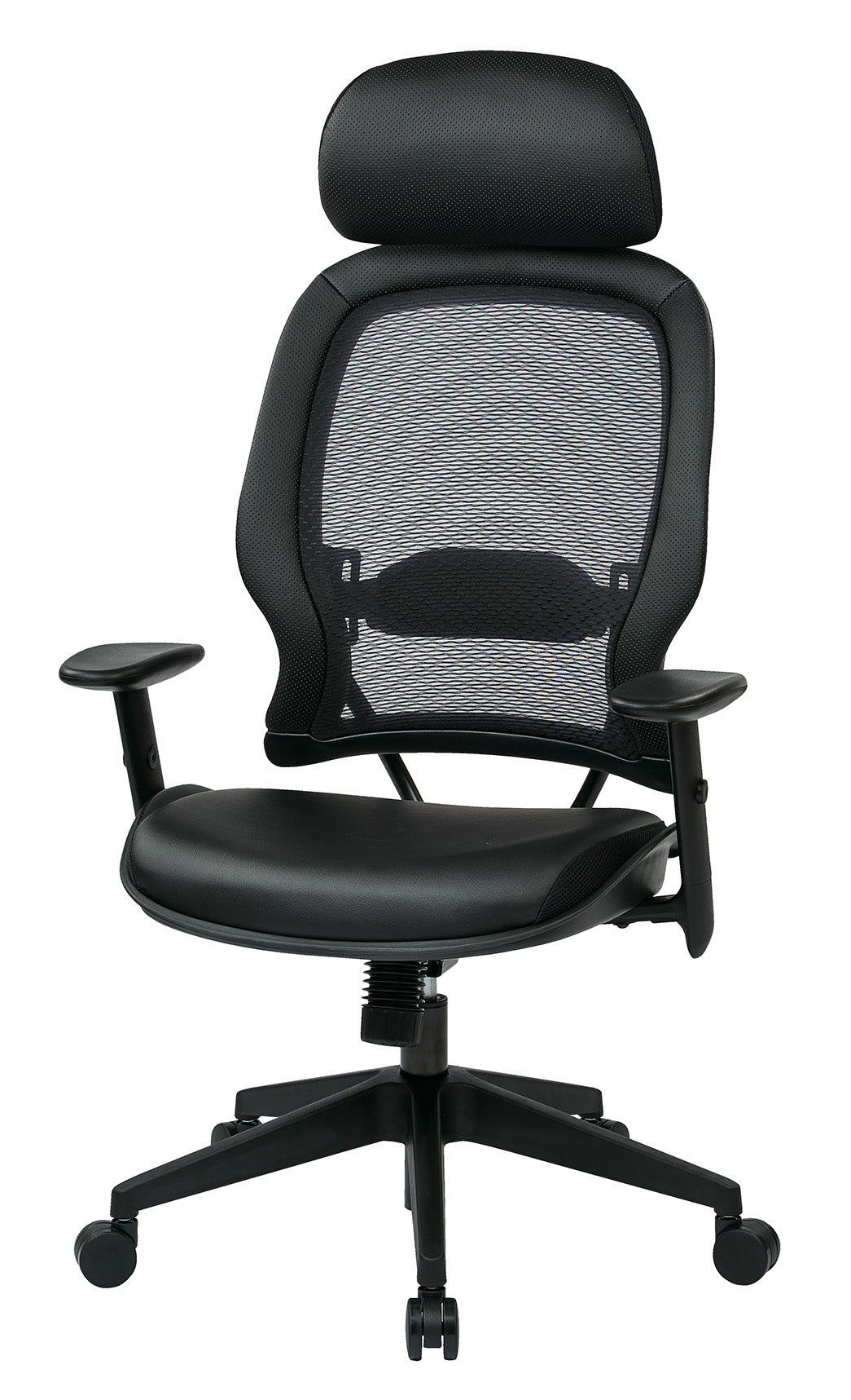 Air Grid® Back and Bonded Leather Seat Manager’s Chair with Adjustable Headrest,
Adjustable Angled Arms, Adjustable Lumbar and Angled Nylon Base