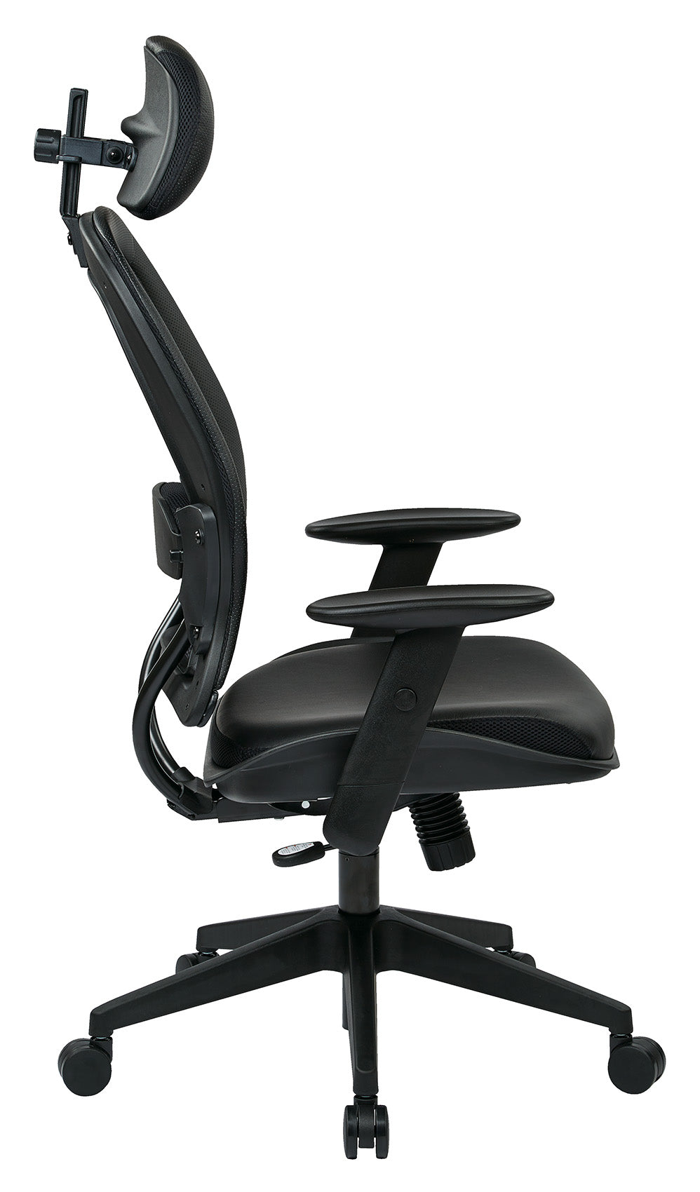 Air Grid® Back and Bonded Leather Seat Manager’s Chair with Adjustable Headrest,
Adjustable Angled Arms, Adjustable Lumbar and Angled Nylon Base