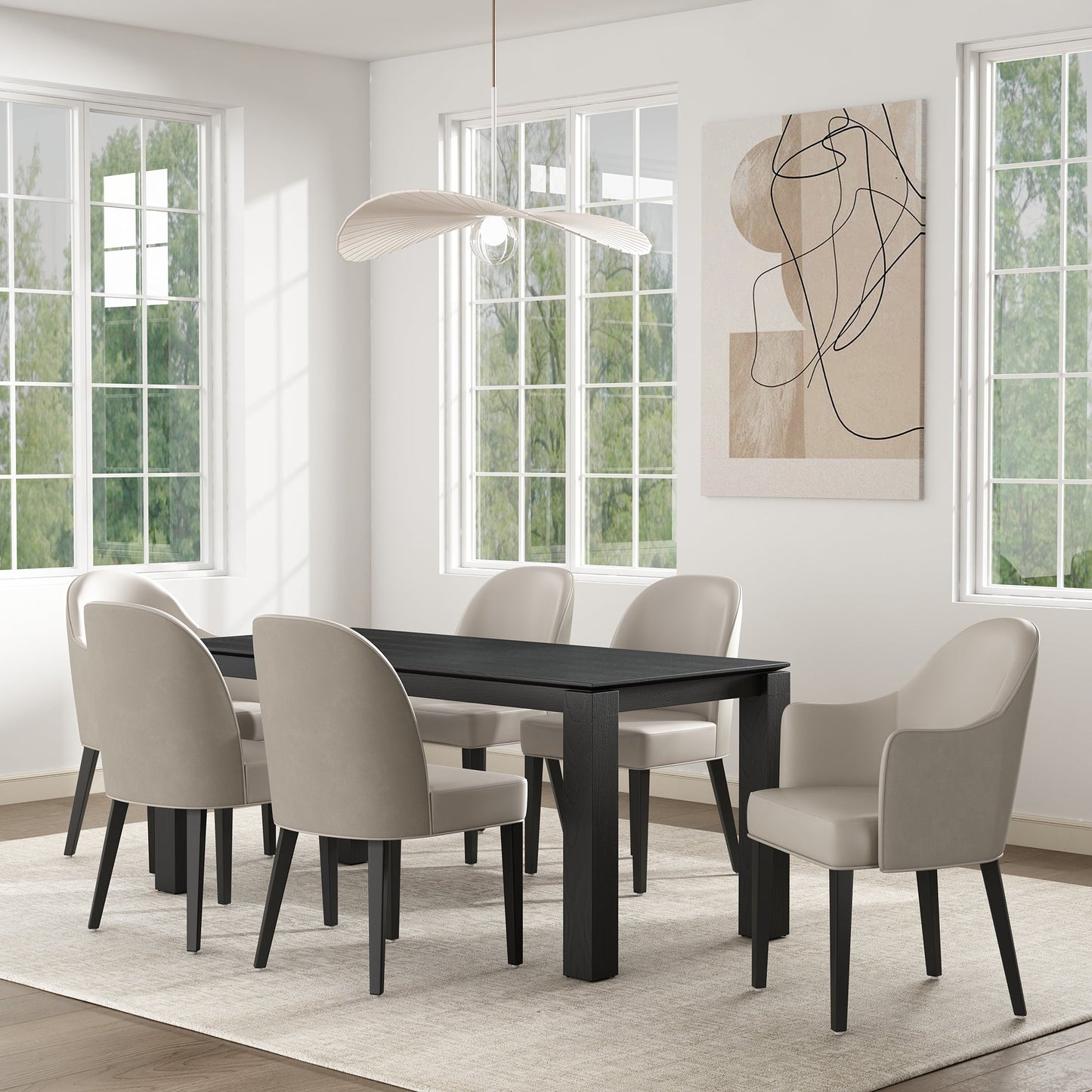 Manhattan Comfort 6-Piece Hillman Dining Chair and Arm Chair