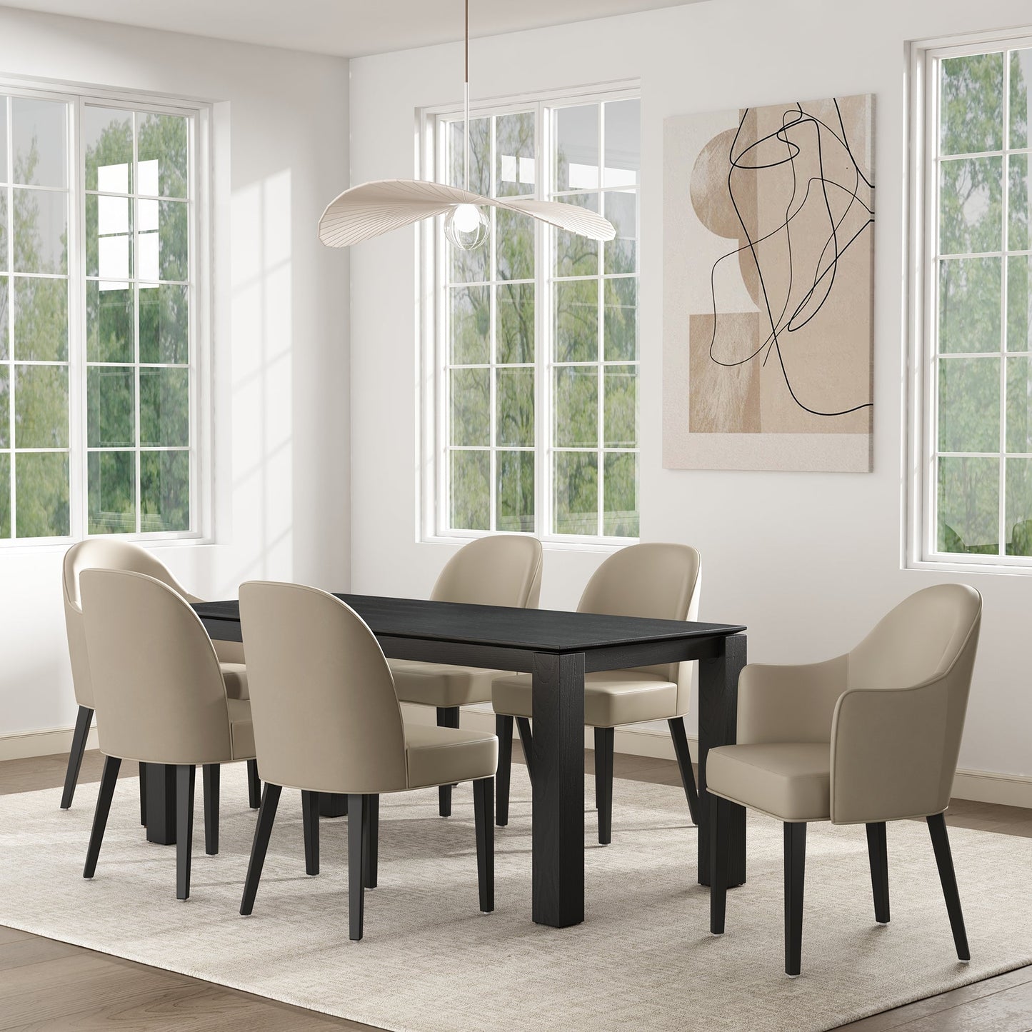 Manhattan Comfort 6-Piece Hillman Dining Chair and Arm Chair