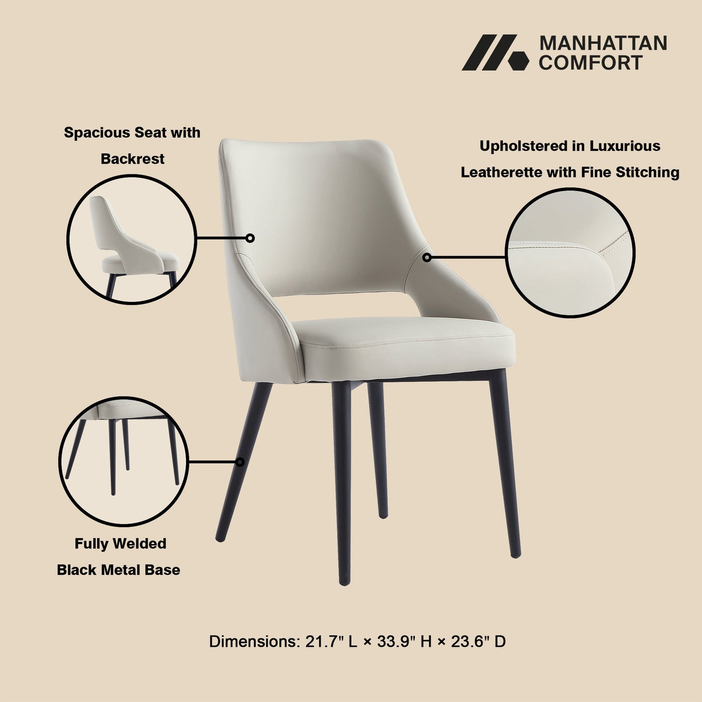 Manhattan Comfort 6-Piece Tremont Dining Chair