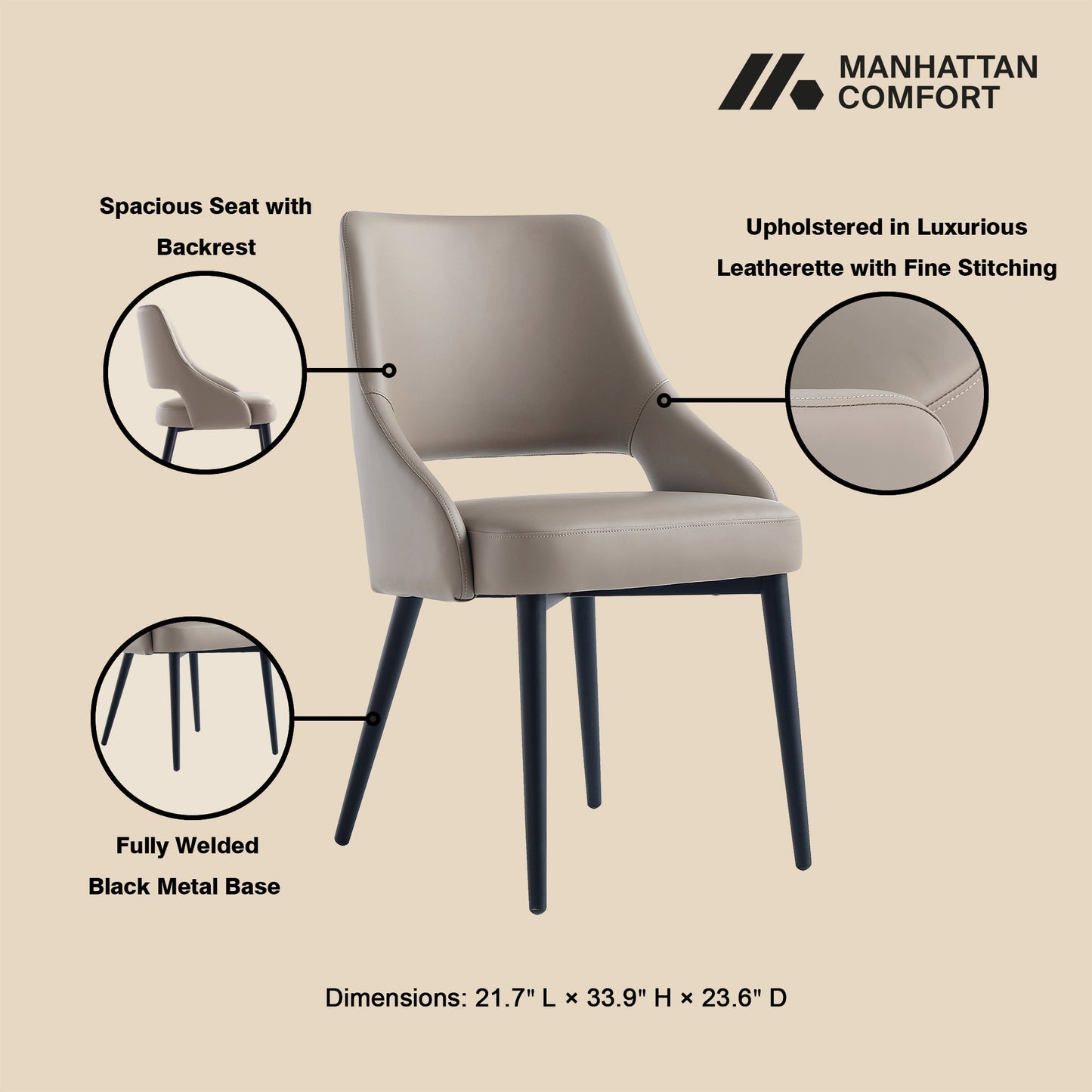 Manhattan Comfort 6-Piece Tremont Dining Chair