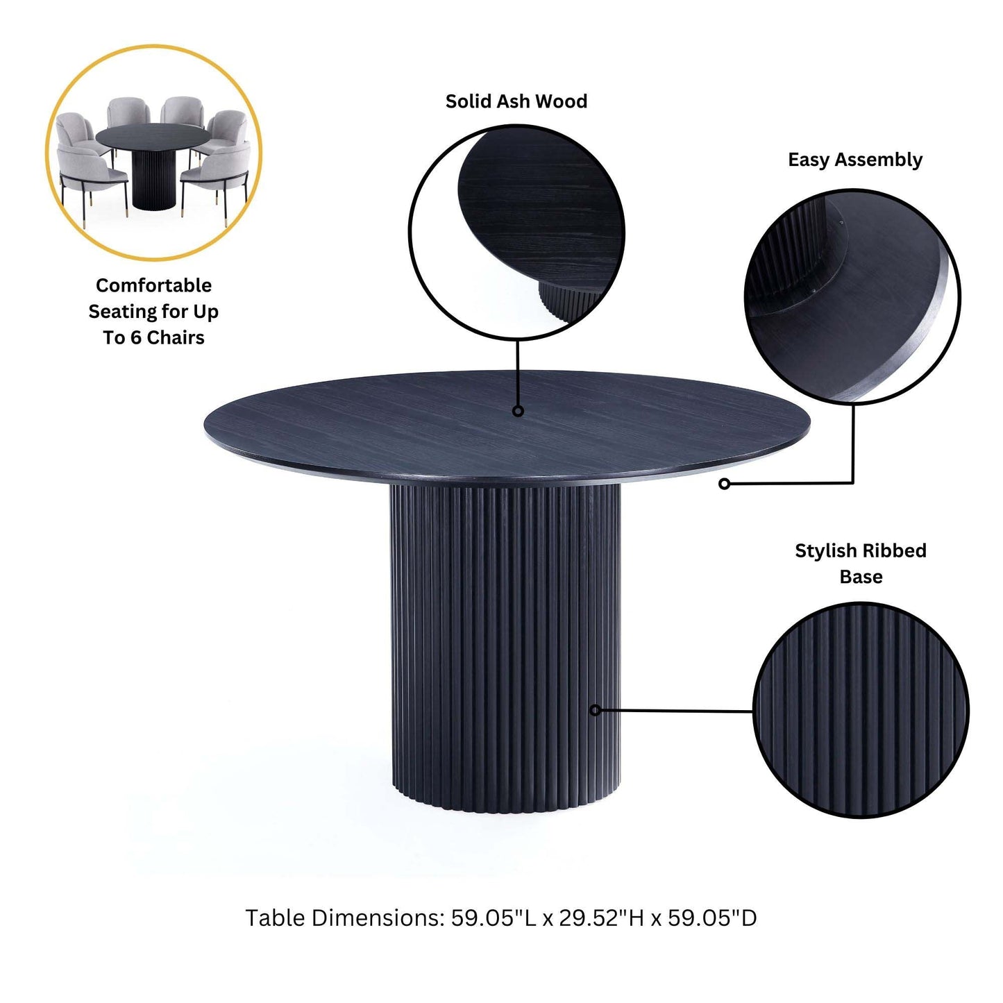 Manhattan Comfort 7-Piece Jardin and Hathaway Dining