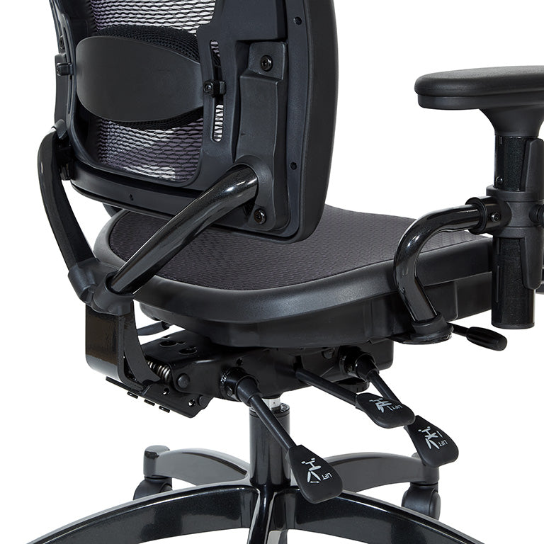 Deluxe Air Grid® Seat and Back Manager’s Chair with Adjustable Arms, Adjustable
Lumbar, Dual Function Control and Industrial Steel Finish Base