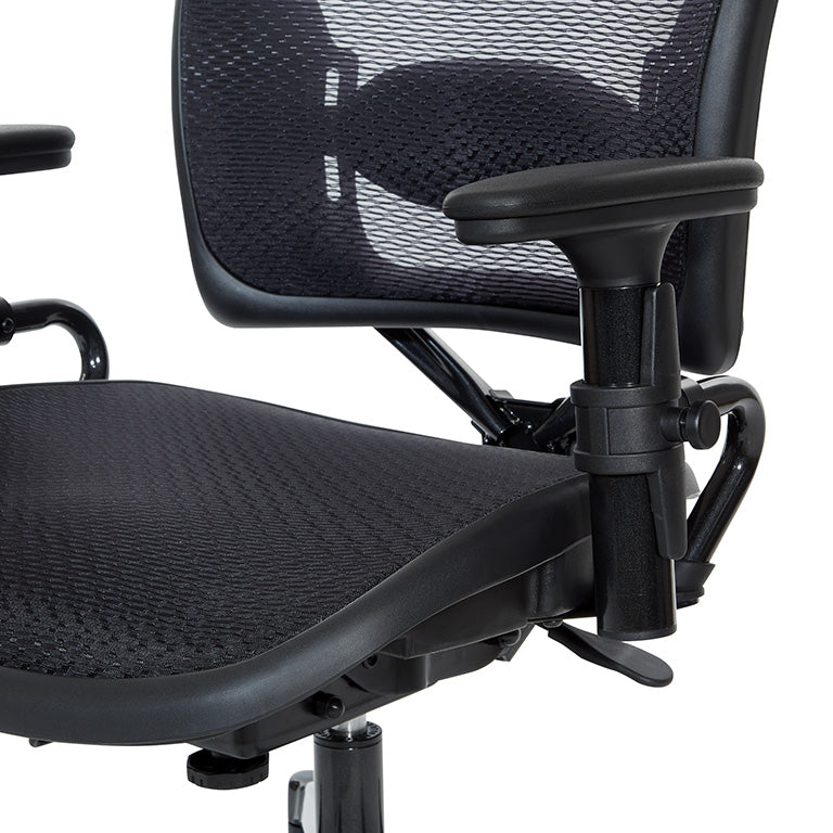 Deluxe Air Grid® Seat and Back Manager’s Chair with Adjustable Arms, Adjustable
Lumbar, Dual Function Control and Industrial Steel Finish Base