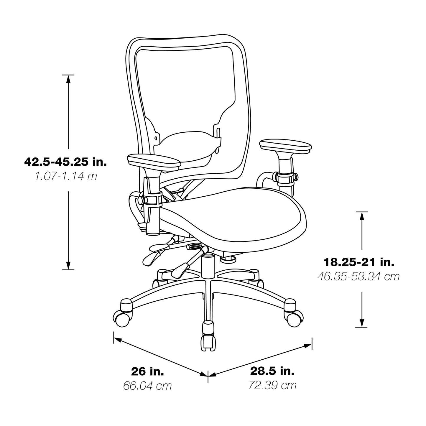 Deluxe Air Grid® Seat and Back Manager’s Chair with Adjustable Arms, Adjustable
Lumbar, Dual Function Control and Industrial Steel Finish Base