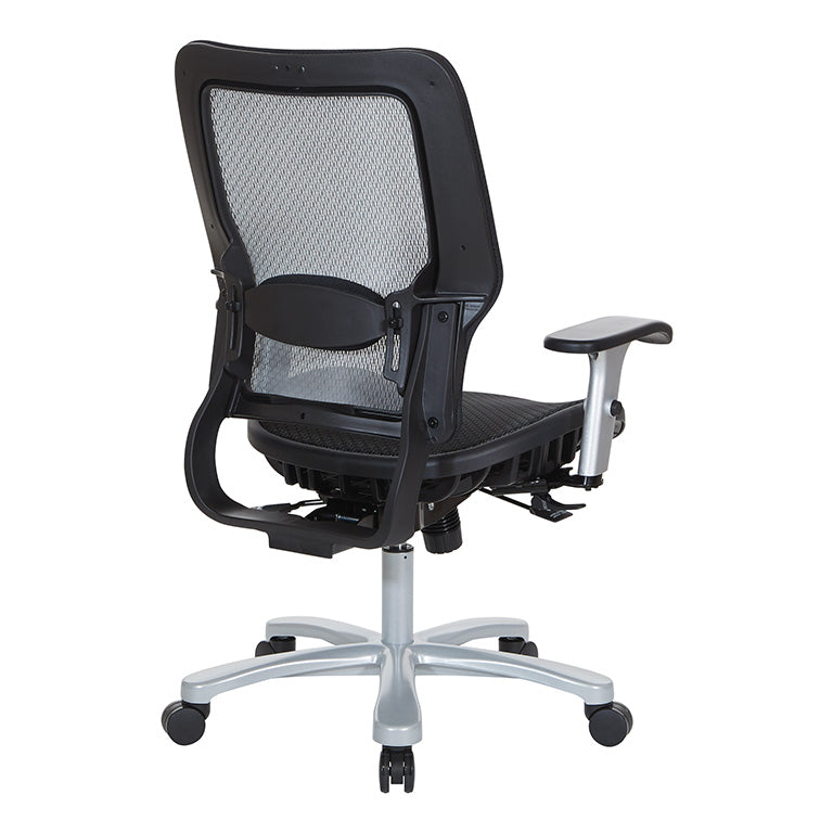 Breathable Mesh Seat and Back, 2-Way Adjustable Arms, Adjustable
Lumbar and Aluminum Silver Base