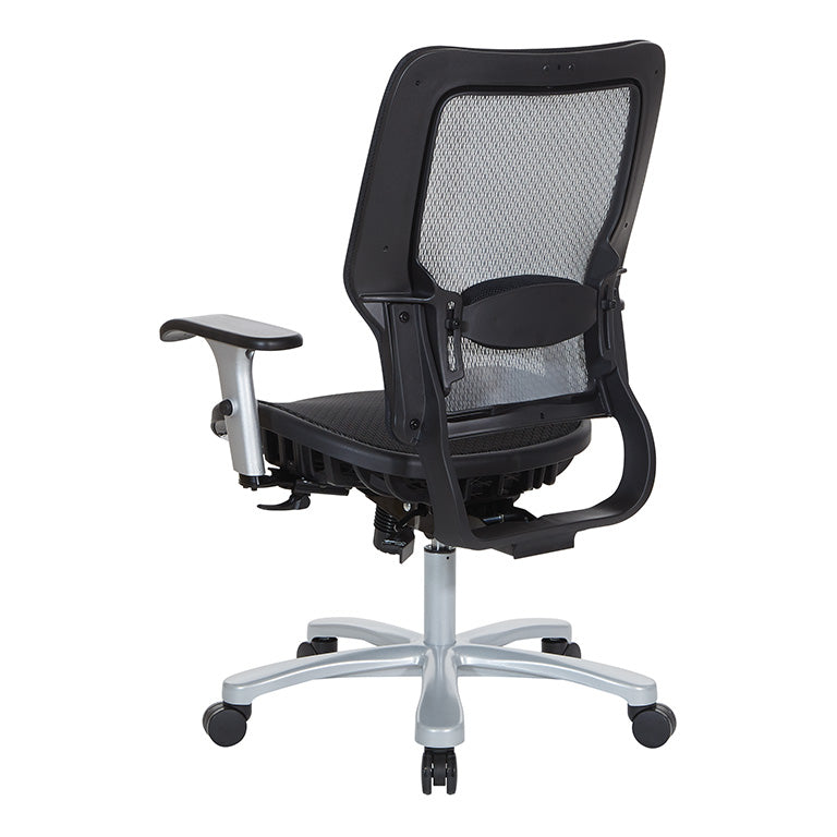 Breathable Mesh Seat and Back, 2-Way Adjustable Arms, Adjustable
Lumbar and Aluminum Silver Base
