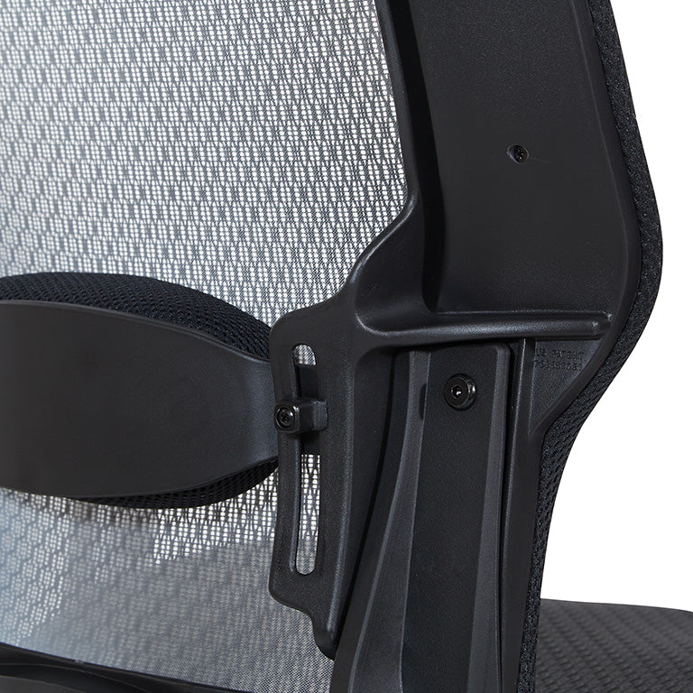 Breathable Mesh Seat and Back, 2-Way Adjustable Arms, Adjustable
Lumbar and Aluminum Silver Base