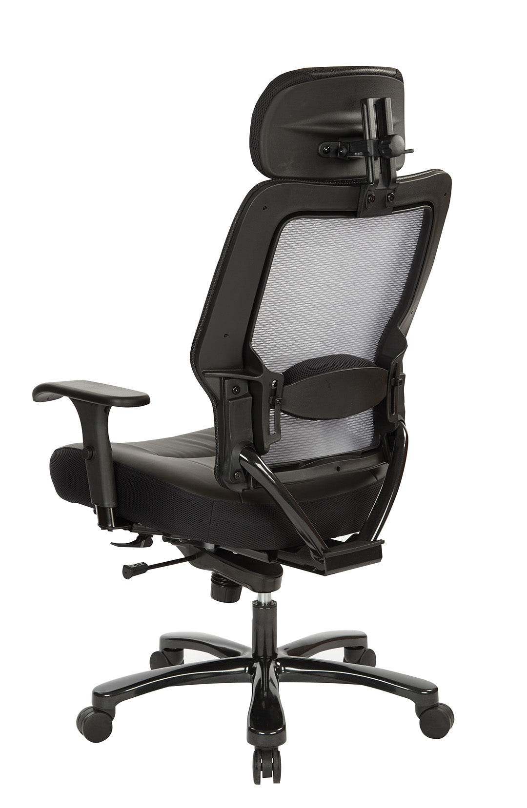 Dual Layer Air Grid® Back and Black Bonded Leather Seat, Adjustable
Headrest, 2-Way Adjustable Arms, Adjustable Lumbar and Industrial Steel Finish Base