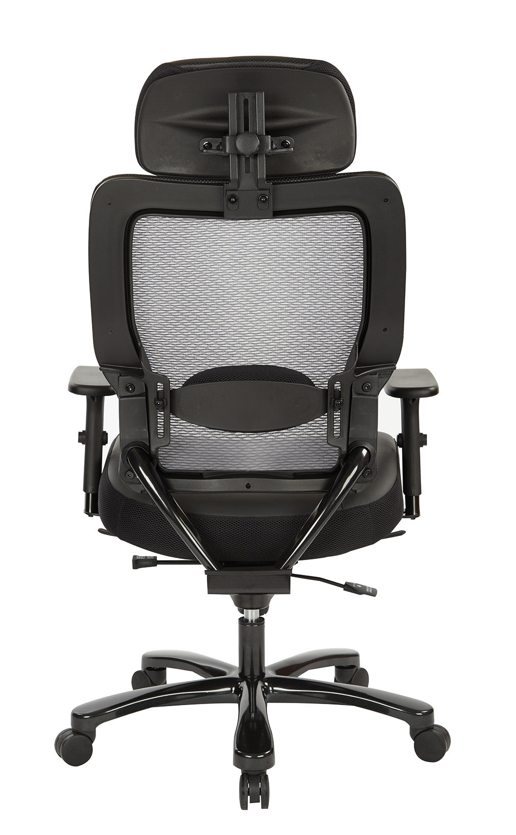 Dual Layer Air Grid® Back and Black Bonded Leather Seat, Adjustable
Headrest, 2-Way Adjustable Arms, Adjustable Lumbar and Industrial Steel Finish Base