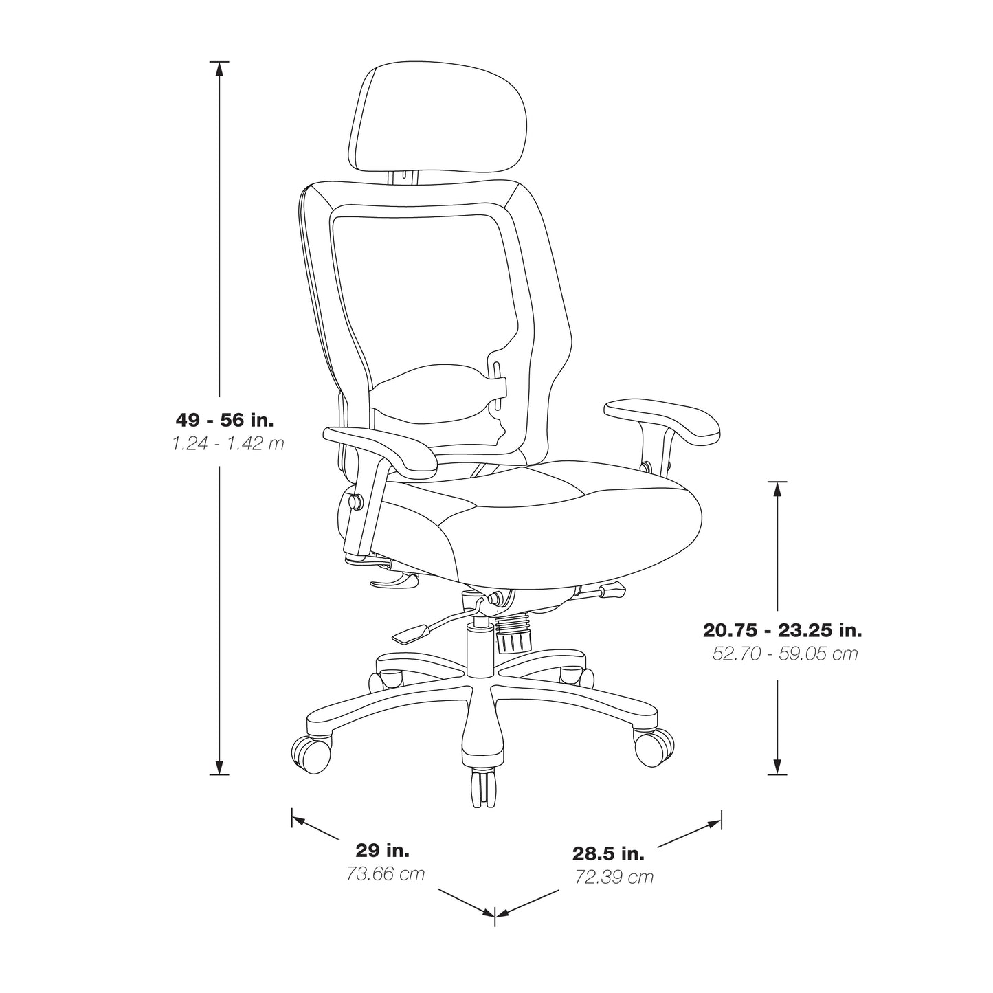 Dual Layer Air Grid® Back and Black Bonded Leather Seat, Adjustable
Headrest, 2-Way Adjustable Arms, Adjustable Lumbar and Industrial Steel Finish Base