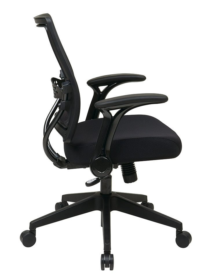 Dark Air Grid® Back and Mesh Seat Manager’s Chair with 2-to-1 Synchro
Tilt, Flip Arms and Angled Nylon Base