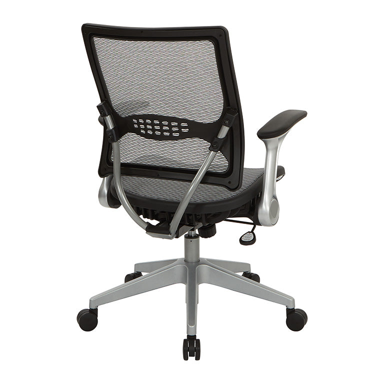 Light Air Grid® Back and Seat Manager’s Chair with Flip Arms, and
Angled Platinum Finished Nylon Base