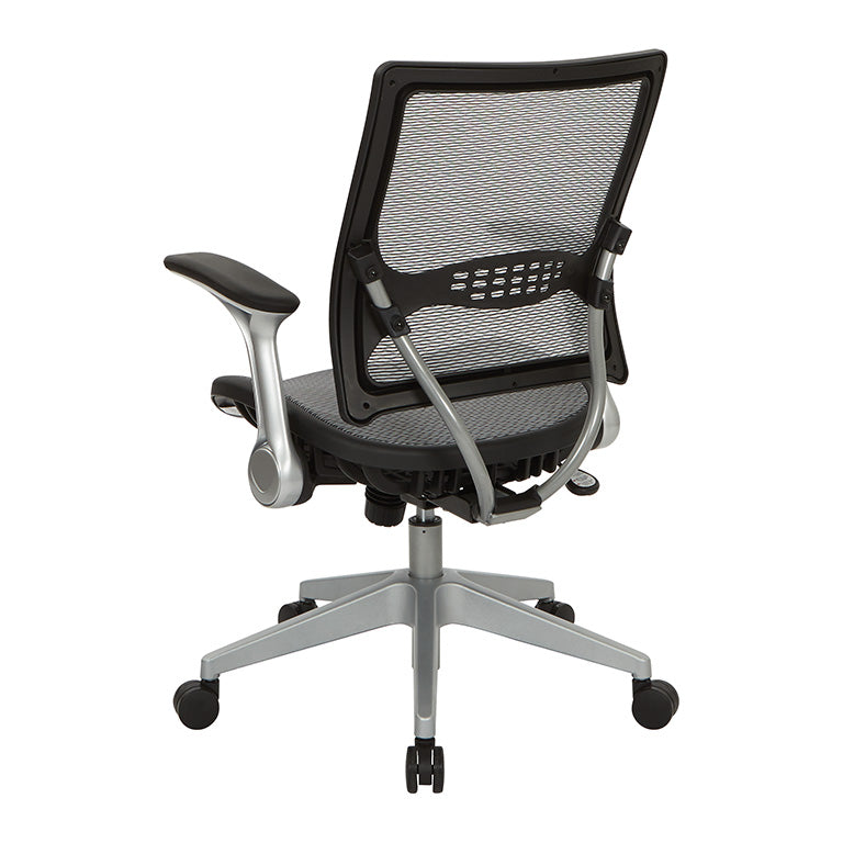 Light Air Grid® Back and Seat Manager’s Chair with Flip Arms, and
Angled Platinum Finished Nylon Base