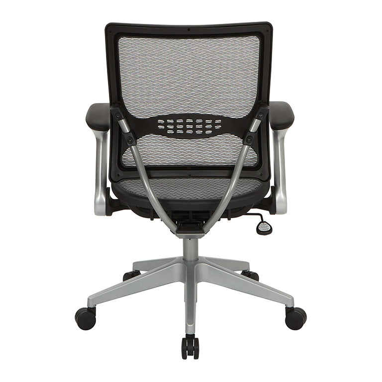 Light Air Grid® Back and Seat Manager’s Chair with Flip Arms, and
Angled Platinum Finished Nylon Base