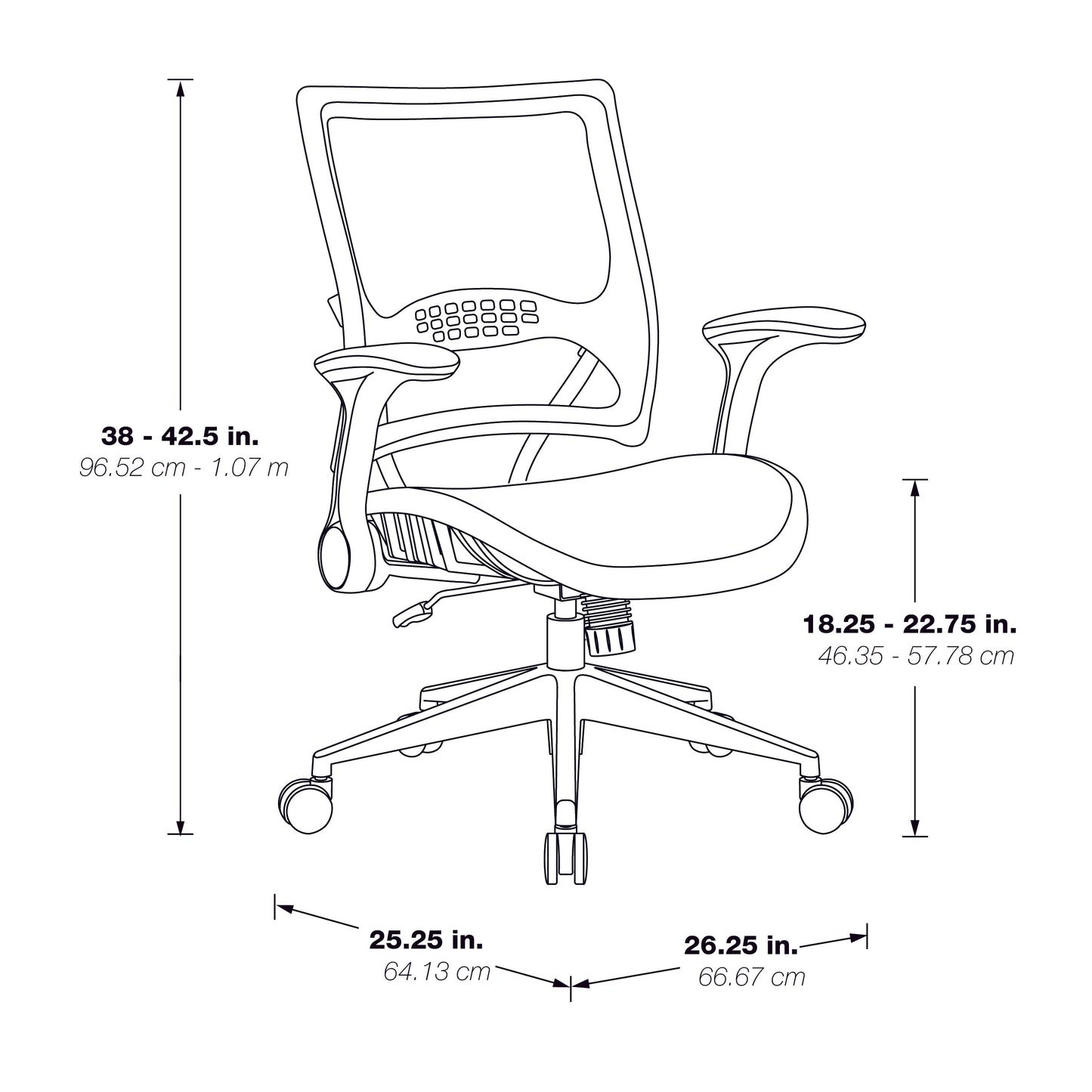Light Air Grid® Back and Seat Manager’s Chair with Flip Arms, and
Angled Platinum Finished Nylon Base