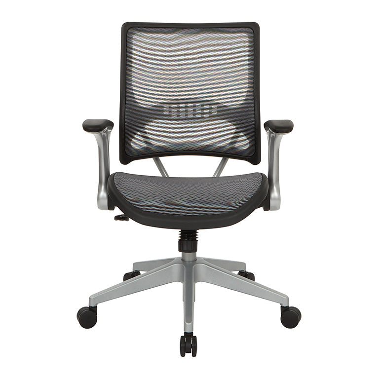 Light Air Grid® Back and Seat Manager’s Chair with Flip Arms, and
Angled Platinum Finished Nylon Base