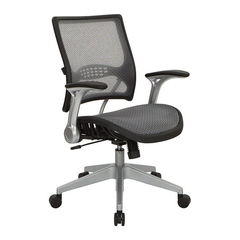 Light Air Grid® Back and Seat Manager’s Chair with Flip Arms, and
Angled Platinum Finished Nylon Base