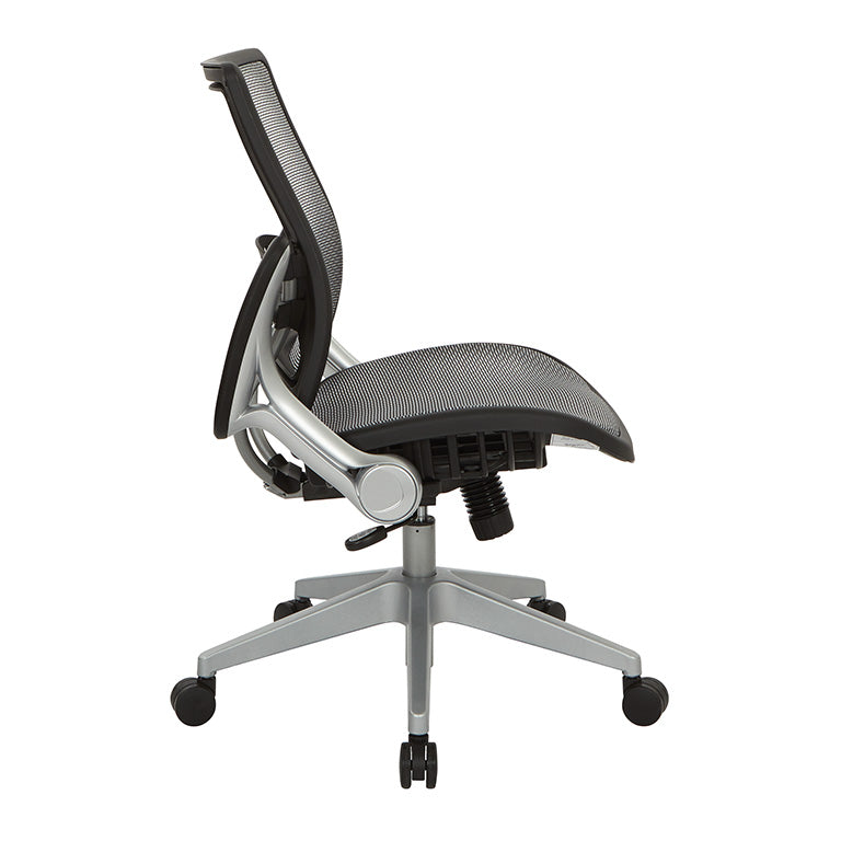 Light Air Grid® Back and Seat Manager’s Chair with Flip Arms, and
Angled Platinum Finished Nylon Base