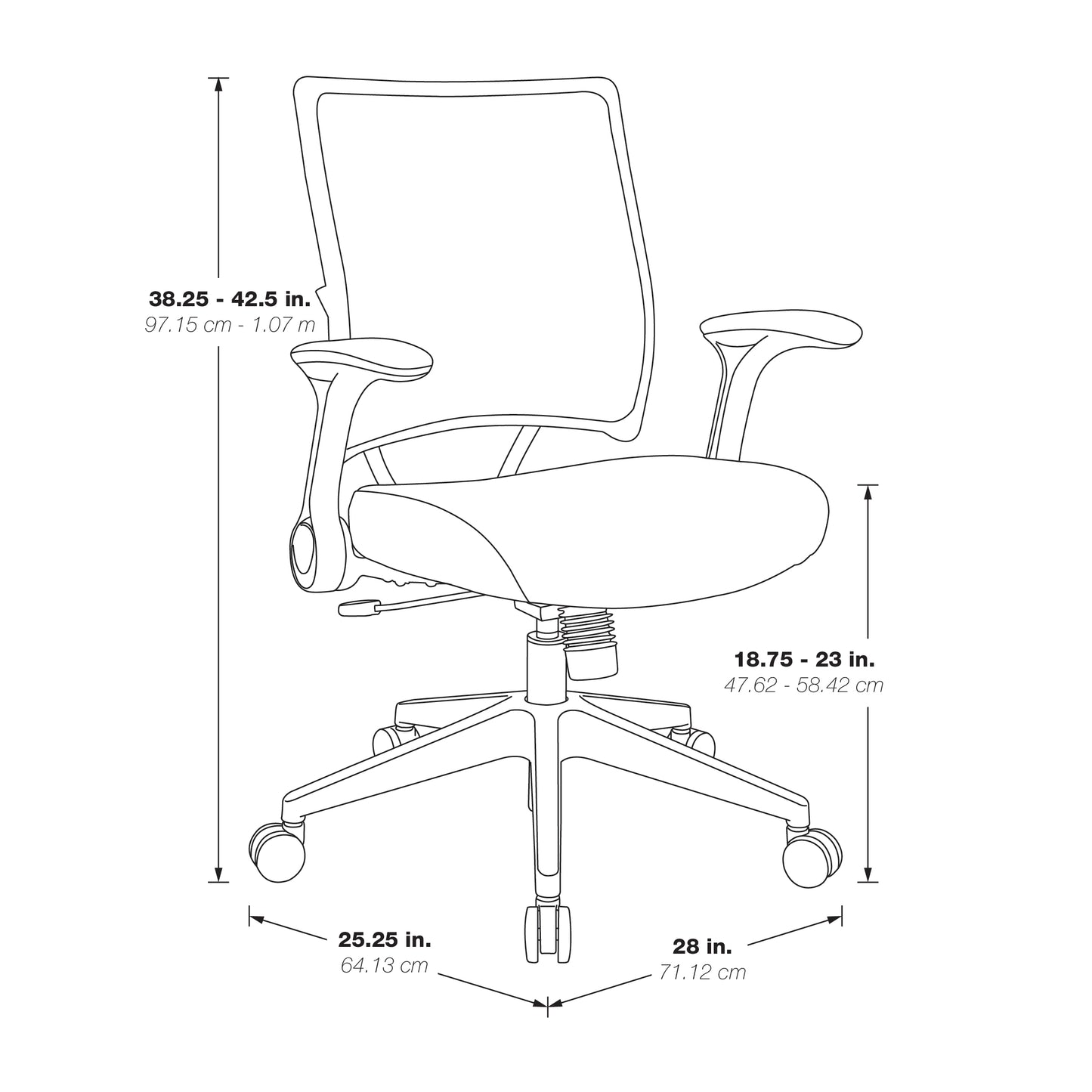 Light Air Grid® Back and Black Bonded Leather Seat Manager’s Chair
with 2-to-1 Synchro Tilt, Flip Arms and Angled Platinum Finished Nylon Base