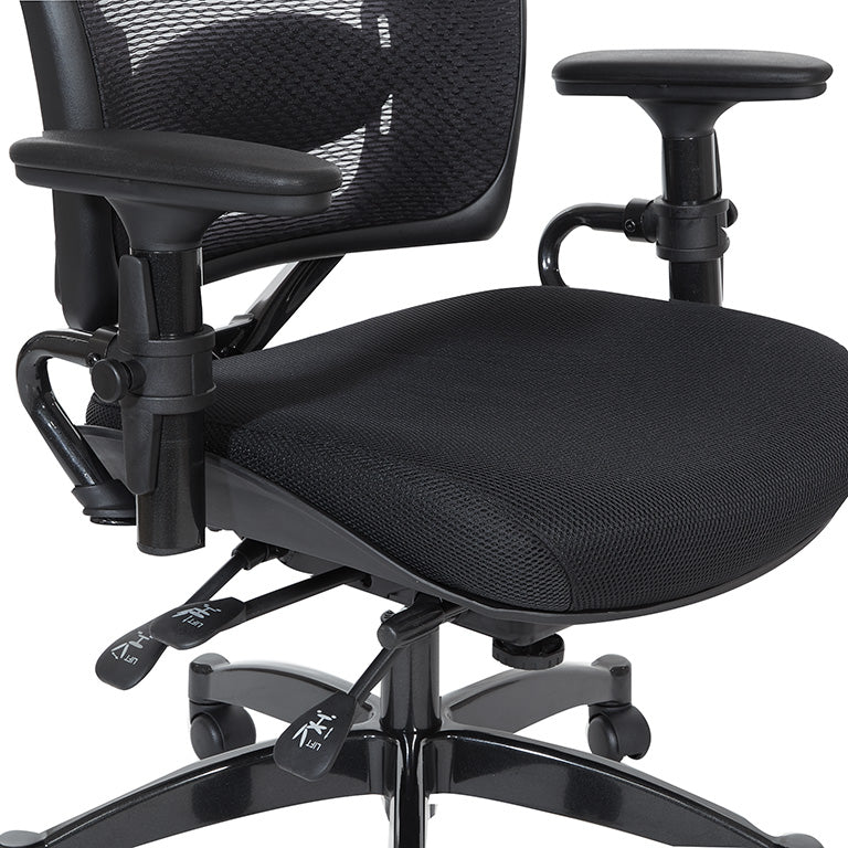 Professional Dual Function Air Grid® Back and Black Mesh Seat Manager’s Chair with
Adjustable Arms, Adjustable Lumbar and Industrial Steel Finish Base