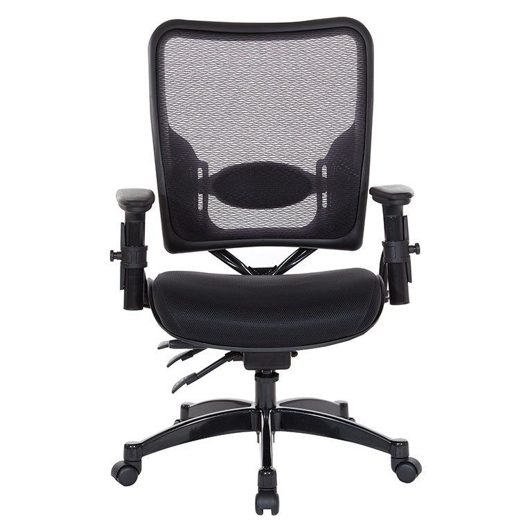Professional Dual Function Air Grid® Back and Black Mesh Seat Manager’s Chair with
Adjustable Arms, Adjustable Lumbar and Industrial Steel Finish Base