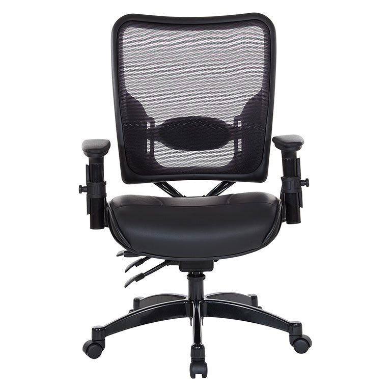Professional Dual Function Air Grid® Back and Leather Seat Manager’s Chair with
Adjustable Arms, Adjustable Lumbar and Industrial Steel Finish Base