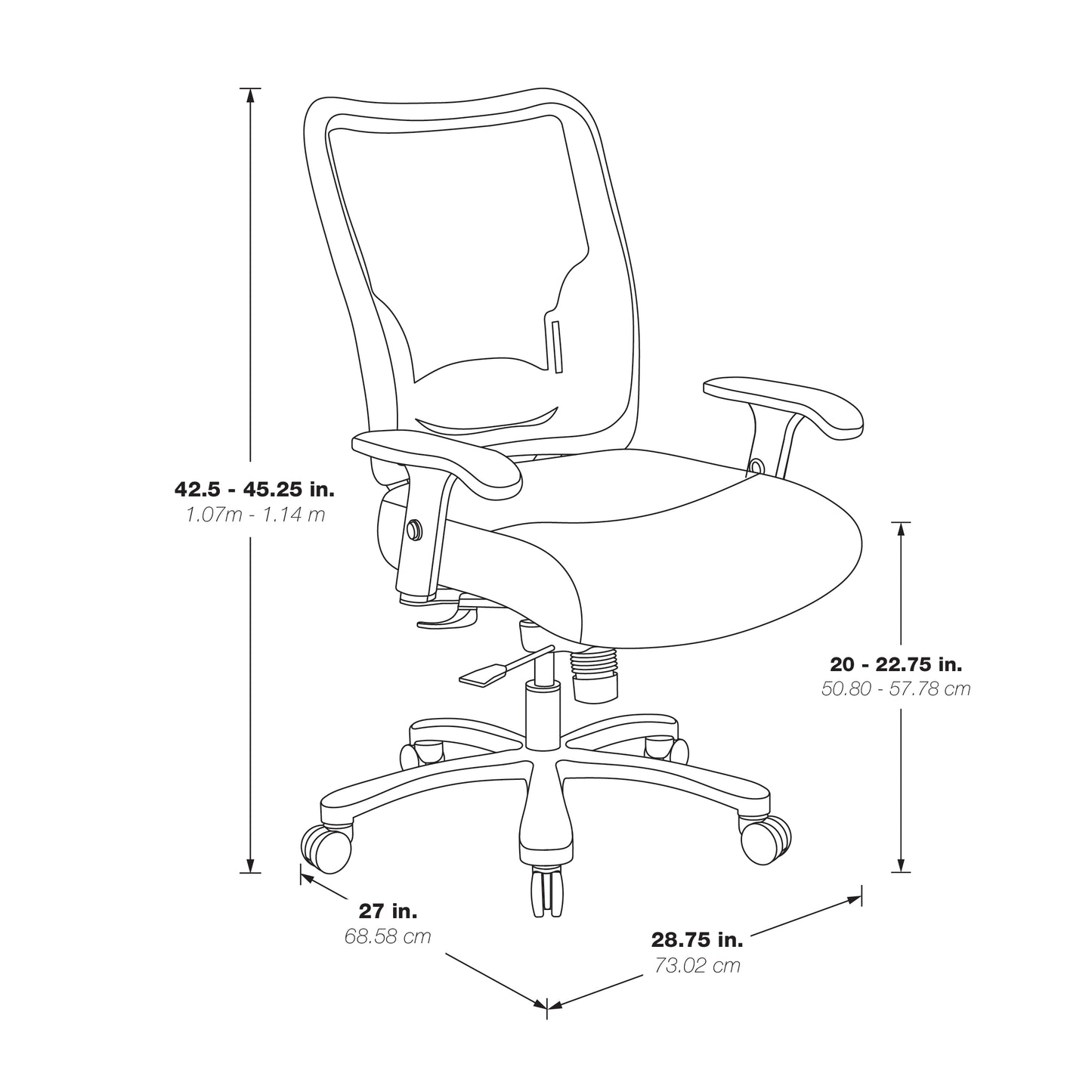 Dual Layer Air Grid® Back and Black Mesh Seat Ergonomic Chair with
Adjustable Lumbar, 2-Way Adjustable Arms and Industrial Steel Finish Base