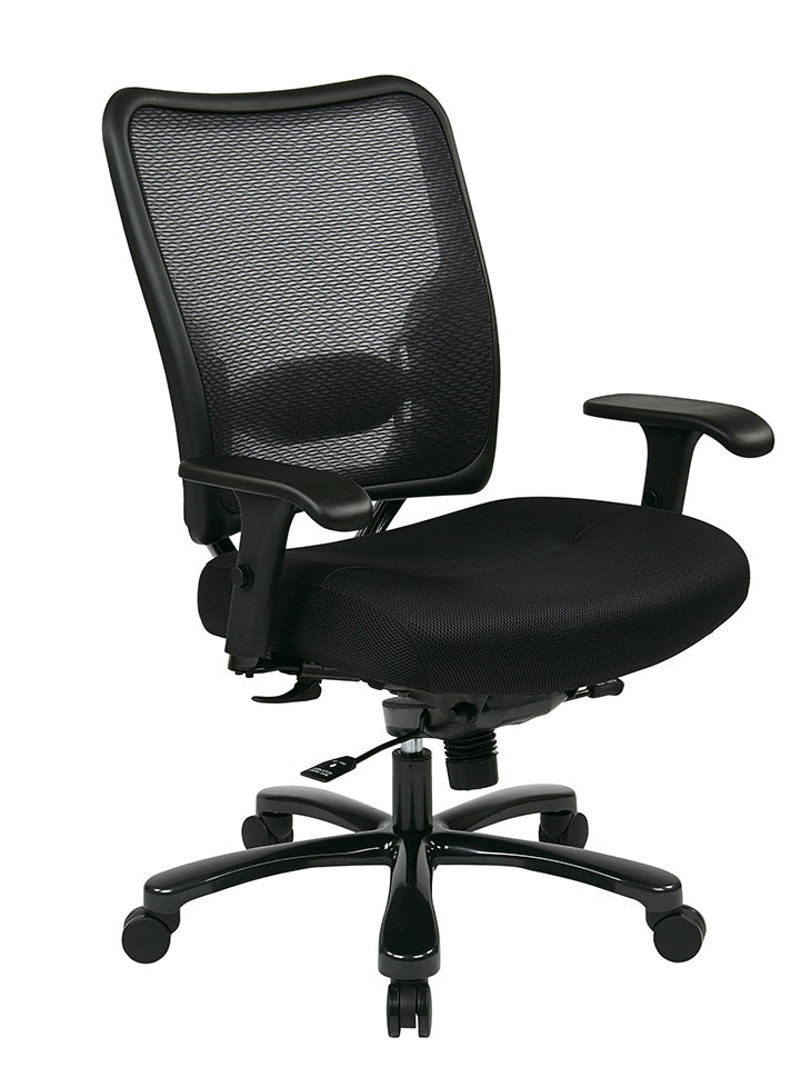 Dual Layer Air Grid® Back and Black Mesh Seat Ergonomic Chair with
Adjustable Lumbar, 2-Way Adjustable Arms and Industrial Steel Finish Base