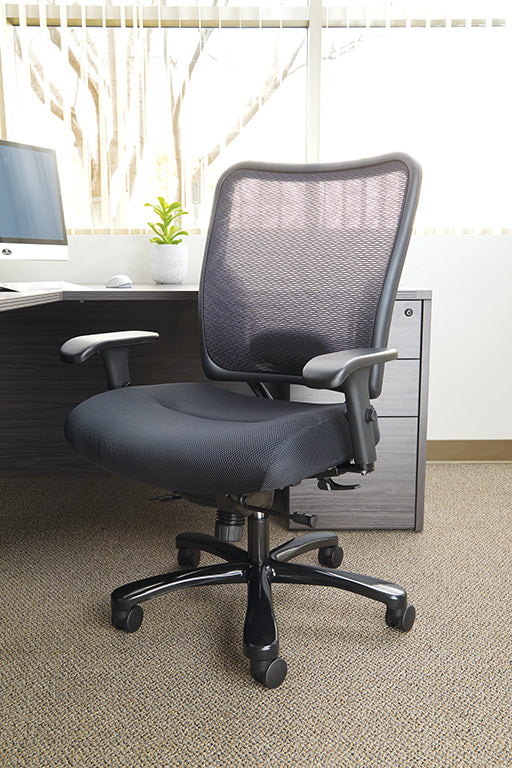 Dual Layer Air Grid® Back and Black Mesh Seat Ergonomic Chair with
Adjustable Lumbar, 2-Way Adjustable Arms and Industrial Steel Finish Base