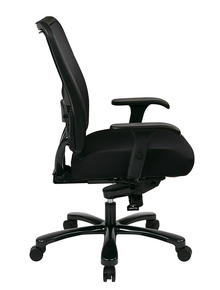 Dual Layer Air Grid® Back and Black Mesh Seat Ergonomic Chair with
Adjustable Lumbar, 2-Way Adjustable Arms and Industrial Steel Finish Base