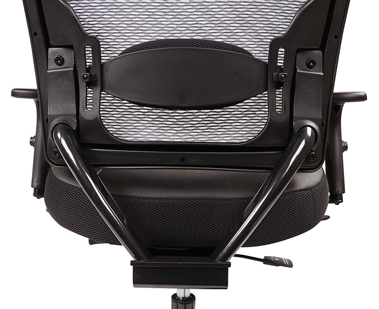 Dual Layer Air Grid® Back and Black Bonded Leather Seat Ergonomic Chair with
Adjustable Lumbar, 2-Way Adjustable Arms and Industrial Steel Finish Base