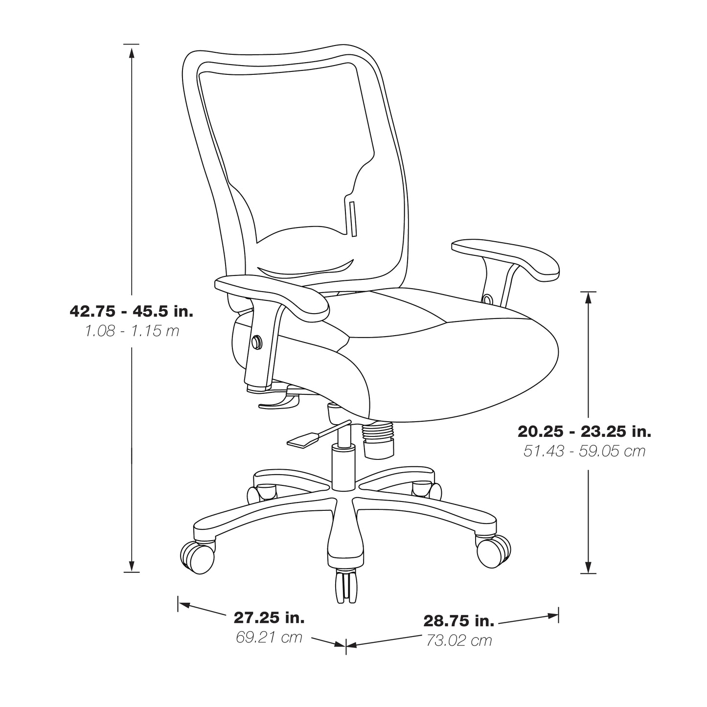 Dual Layer Air Grid® Back and Black Bonded Leather Seat Ergonomic Chair with
Adjustable Lumbar, 2-Way Adjustable Arms and Industrial Steel Finish Base