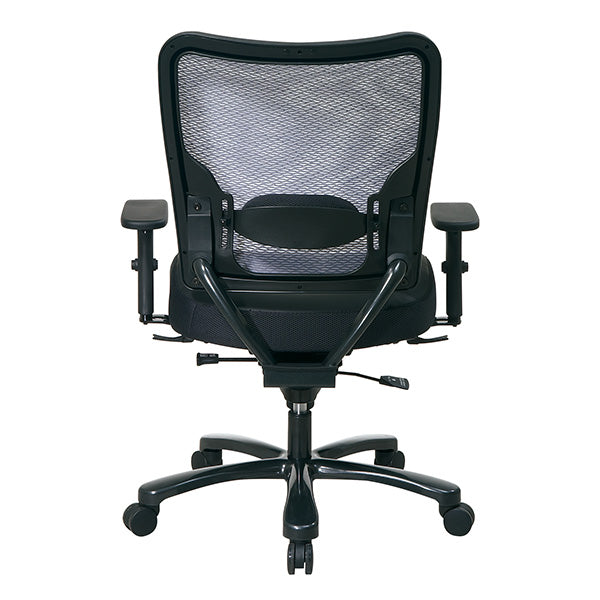 Dual Layer Air Grid® Back and Black Bonded Leather Seat Ergonomic Chair with
Adjustable Lumbar, 2-Way Adjustable Arms and Industrial Steel Finish Base