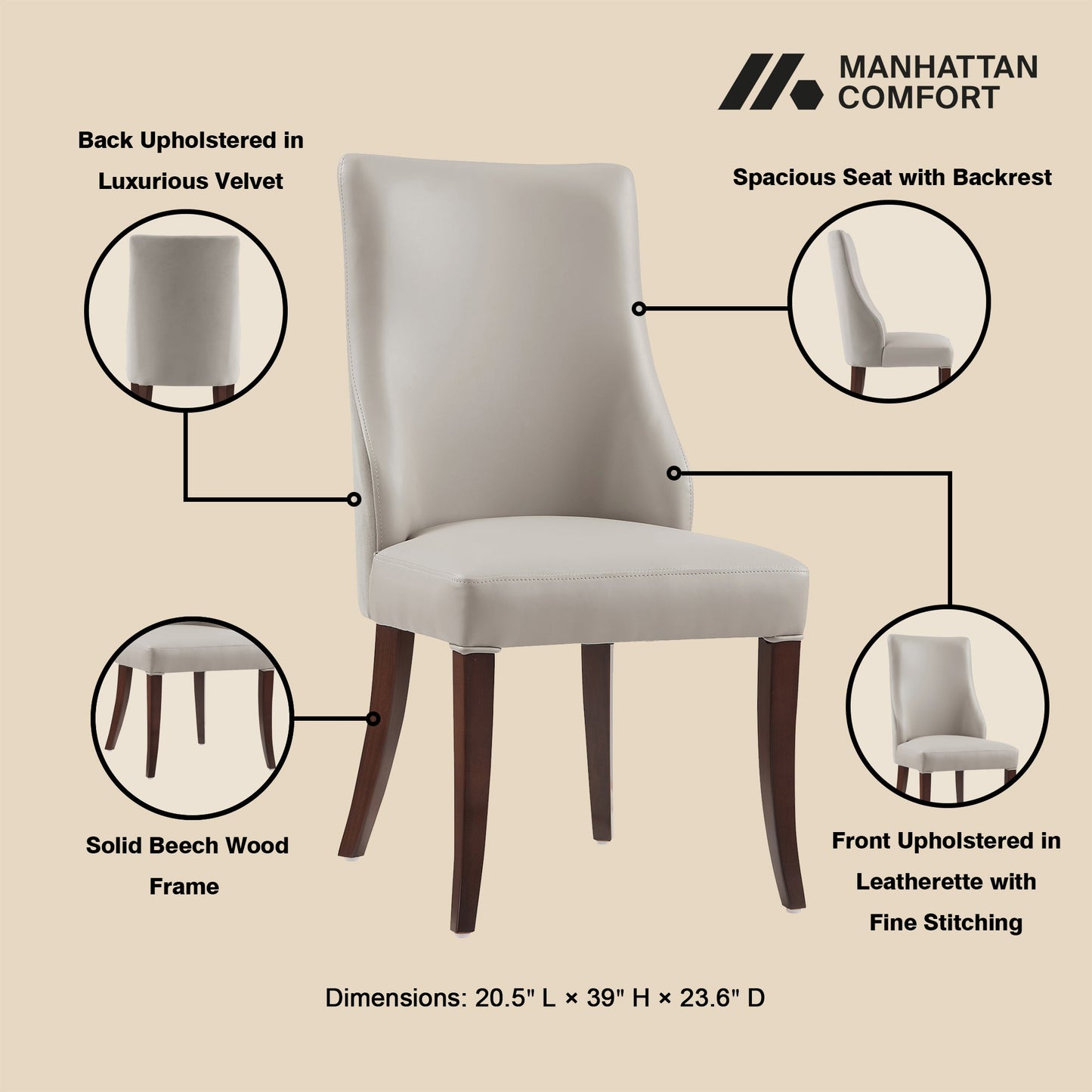 Manhattan Comfort 8-Piece Connie Dining Chair and Arm Chair