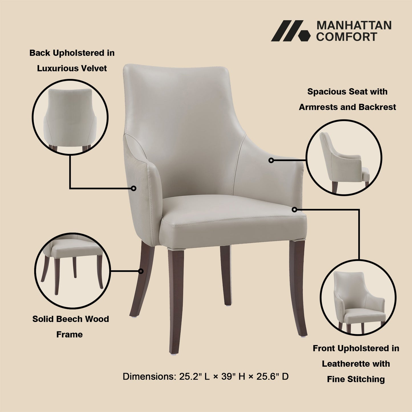 Manhattan Comfort 8-Piece Connie Dining Chair and Arm Chair