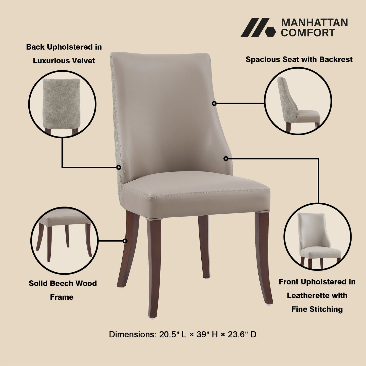 Manhattan Comfort 8-Piece Connie Dining Chair and Arm Chair