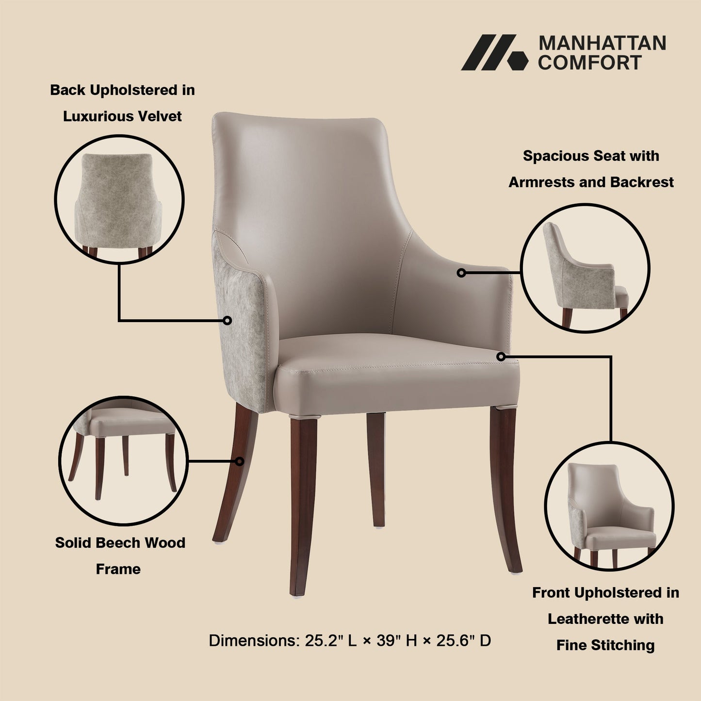 Manhattan Comfort 8-Piece Connie Dining Chair and Arm Chair