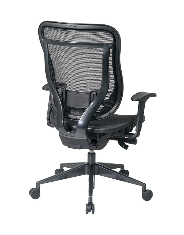 Breathable Mesh Back and Seat Executive Chair with Adjustable
Arms and Lumbar, Seat Slider and Industrial Steel Finish Angled Base