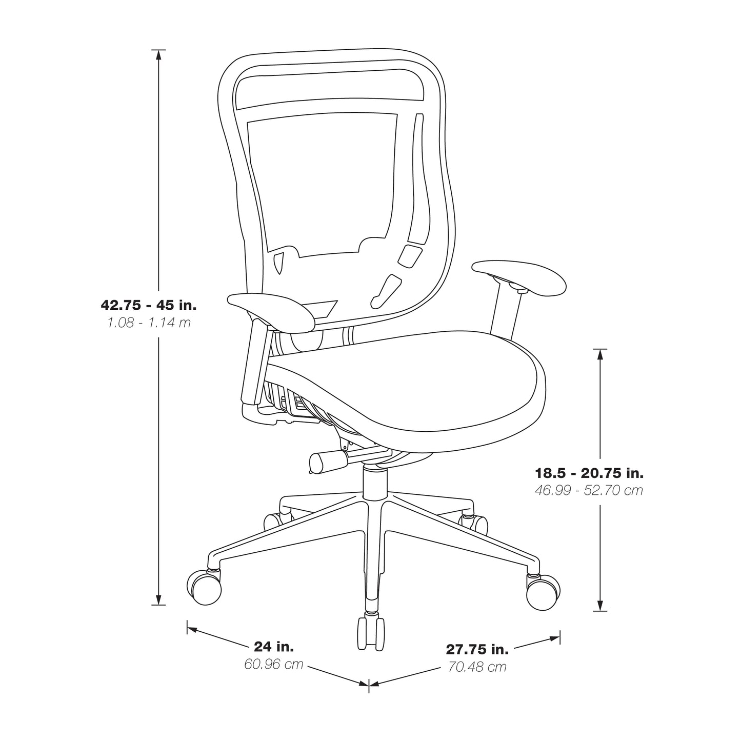 Breathable Mesh Back and Seat Executive Chair with Adjustable
Arms and Lumbar, Seat Slider and Industrial Steel Finish Angled Base