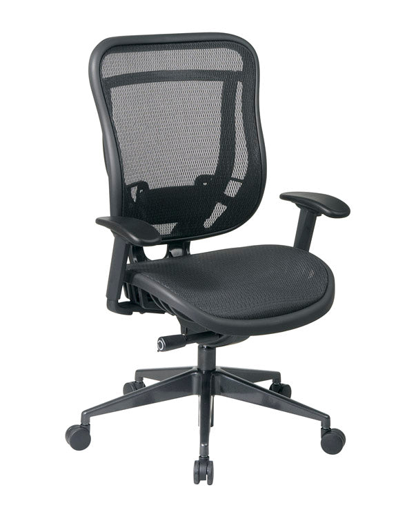 Breathable Mesh Back and Seat Executive Chair with Adjustable
Arms and Lumbar, Seat Slider and Industrial Steel Finish Angled Base