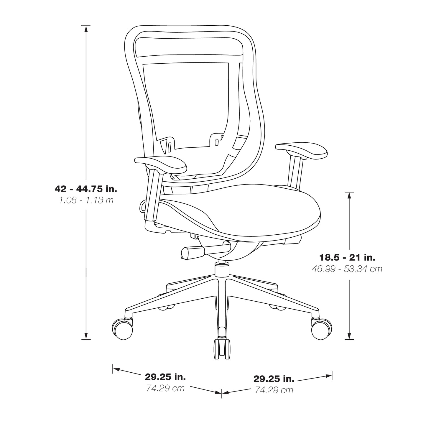 Breathable Mesh Back and Black Mesh Seat Executive Chair with
Adjustable Arms and Lumbar, Seat Slider and Industrial Steel Finish Angled Base