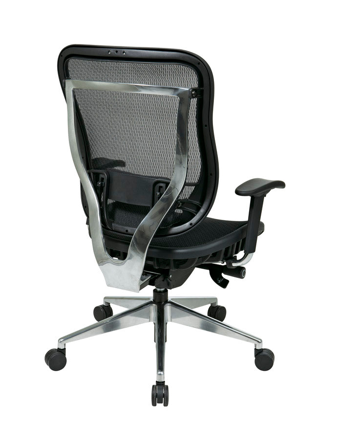 Breathable Mesh Seat and Back Executive Chair with Adjustable
Arms & Lumbar, Seat Slider and Polished Aluminum Finish Base