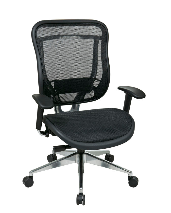 Breathable Mesh Seat and Back Executive Chair with Adjustable
Arms & Lumbar, Seat Slider and Polished Aluminum Finish Base