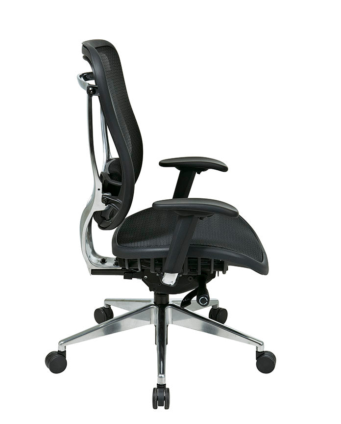 Breathable Mesh Seat and Back Executive Chair with Adjustable
Arms & Lumbar, Seat Slider and Polished Aluminum Finish Base