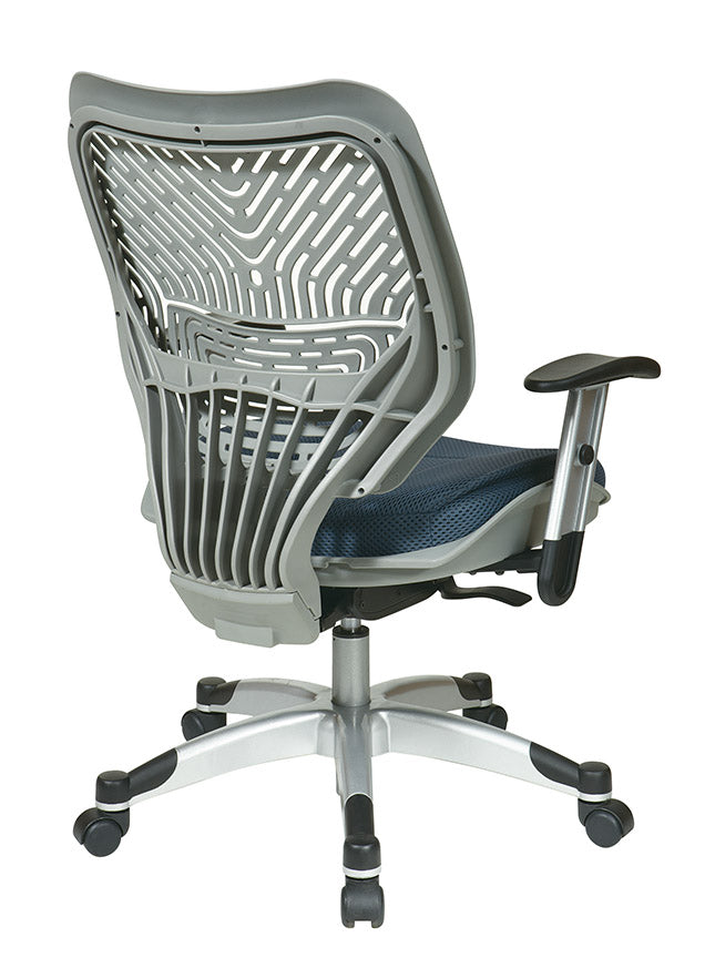 Self Adjusting Fog SpaceFlex® Back and Blue Mist Mesh Seat
Manager’s Chair with Adjustable Arms and Platinum Finish Base
